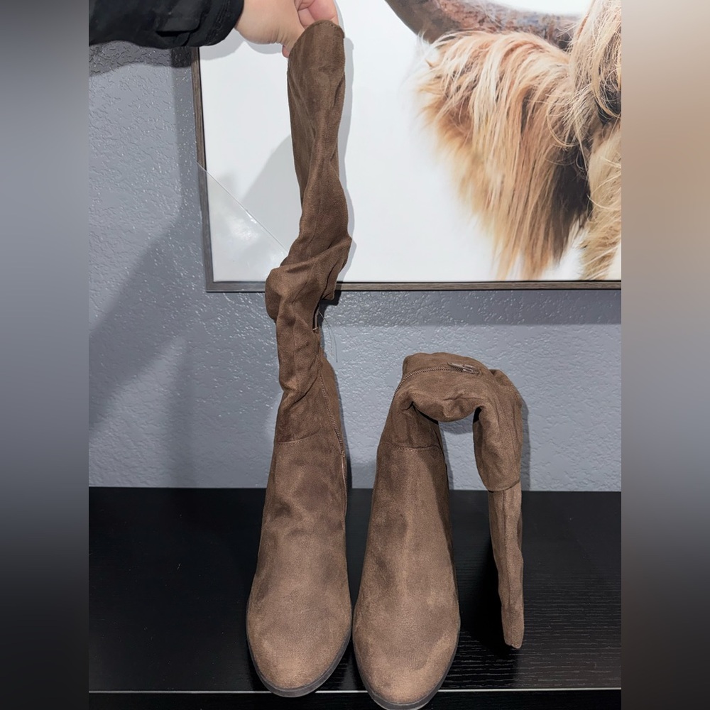 Women’s ANA Linden Brown Over-the-Knee Boots – Faux Suede, Size 9M